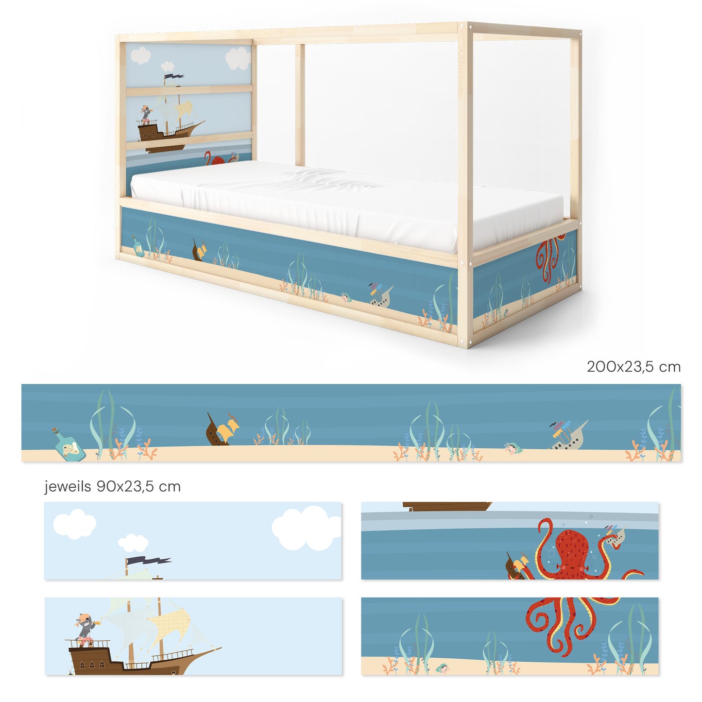 Bettaufkleber Set für IKEA Kura - Piraten