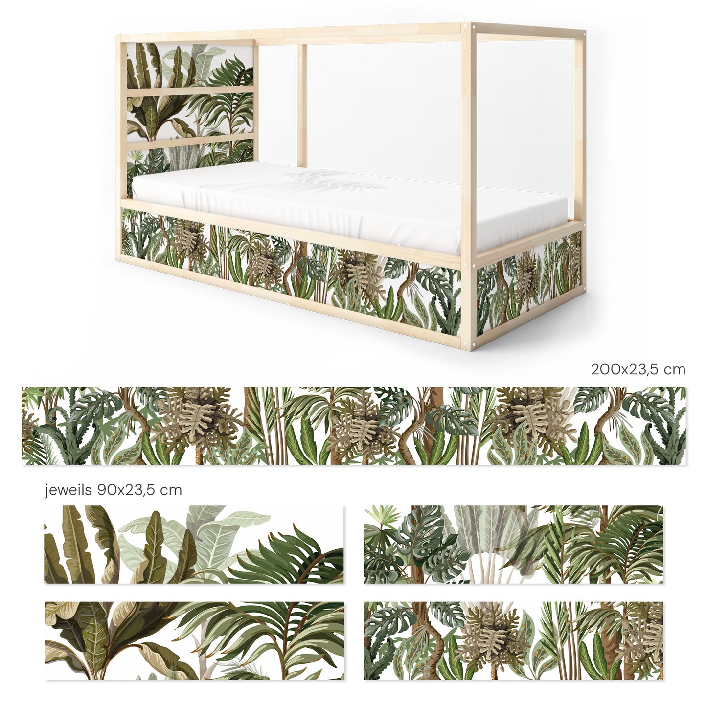 Bettaufkleber Set für IKEA Kura - Dschungelpflanzen