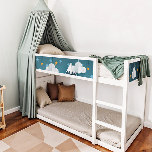 Bettaufkleber Set für IKEA Kura - 3D Berge blau