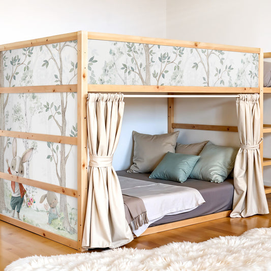 Bettaufkleber Set für IKEA Kura - Birkenwald mit Hasen