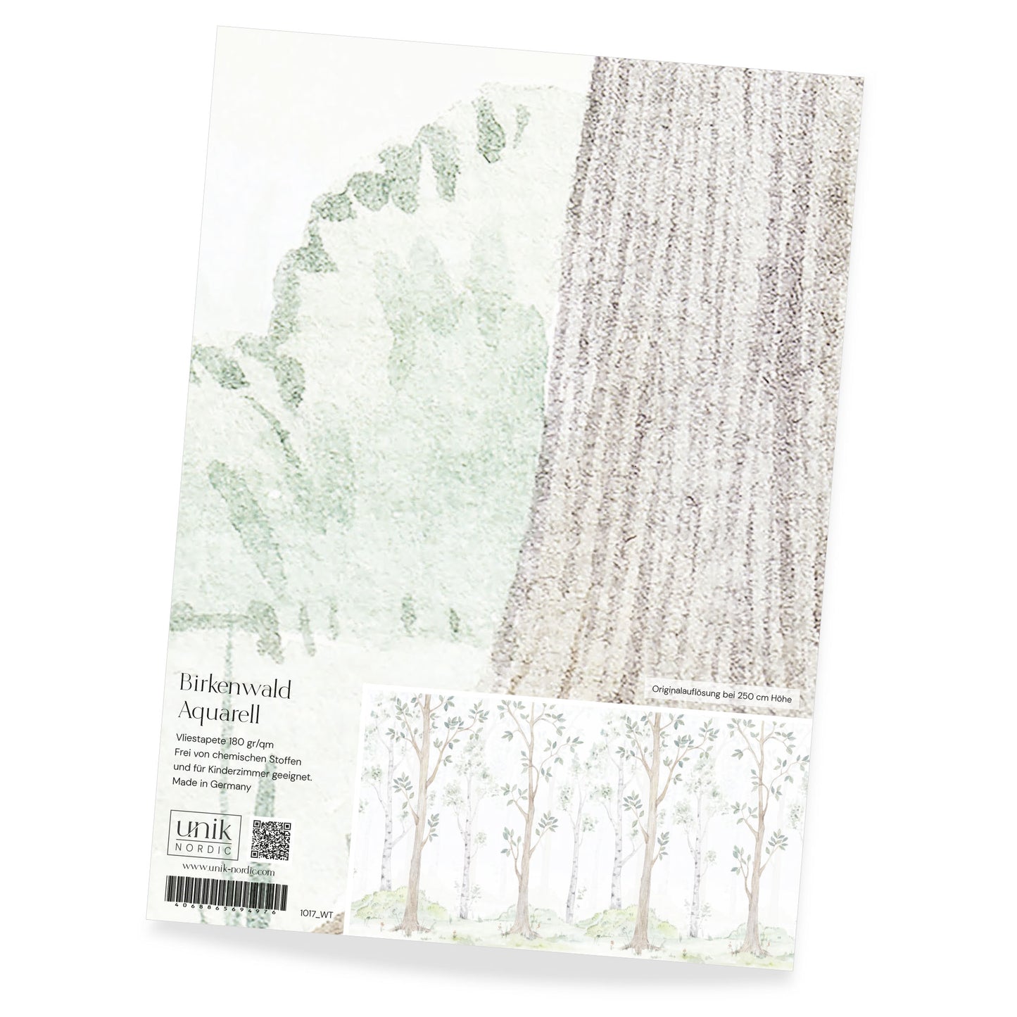Muster Kindertapete Birkenwald Aquarell