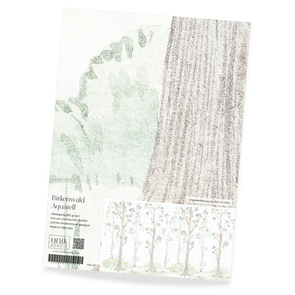 Muster Kindertapete Birkenwald Aquarell