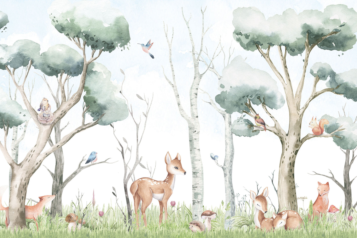 Papier peint pour enfants animaux de la forêt paysage