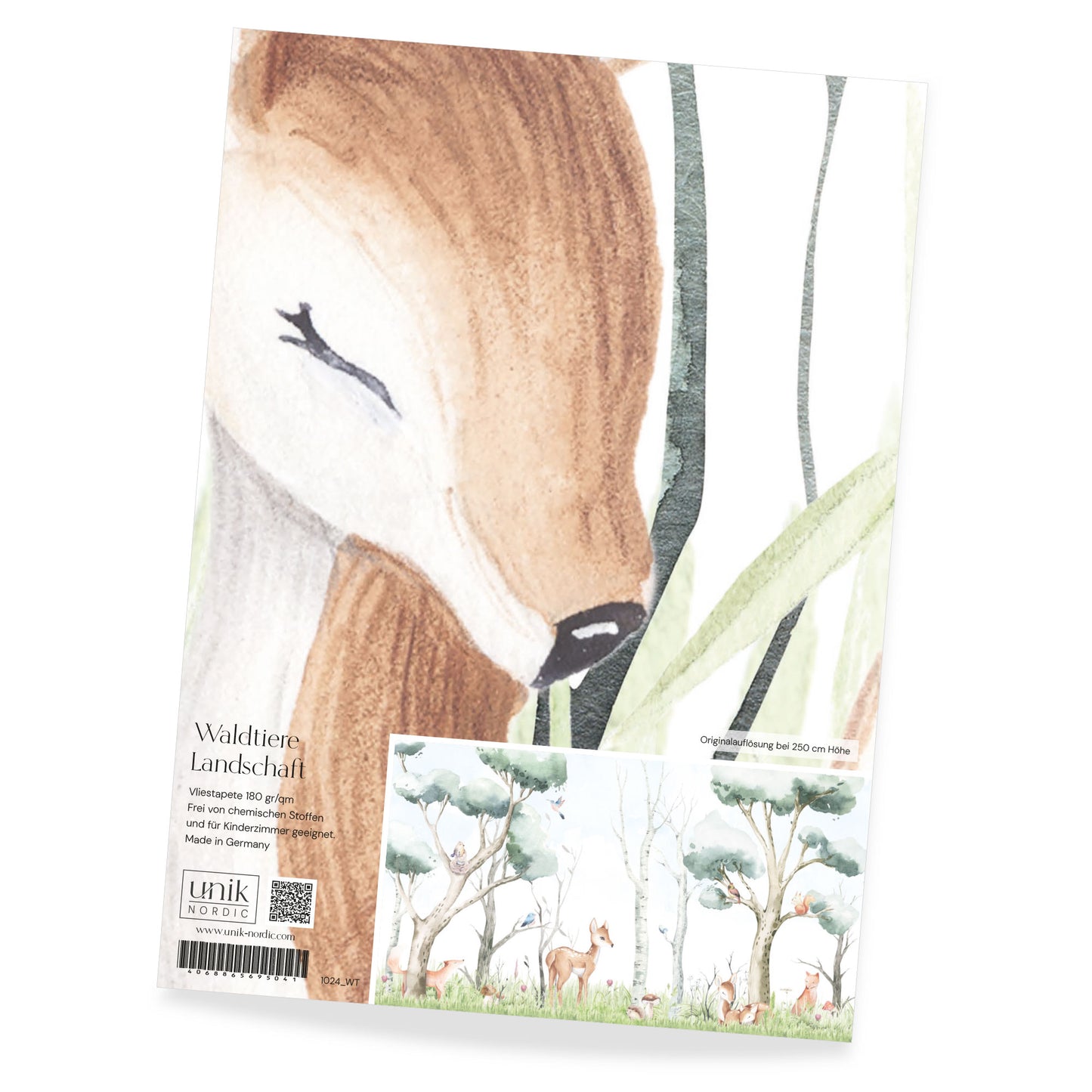 Muster Kindertapete Waldtiere Landschaft