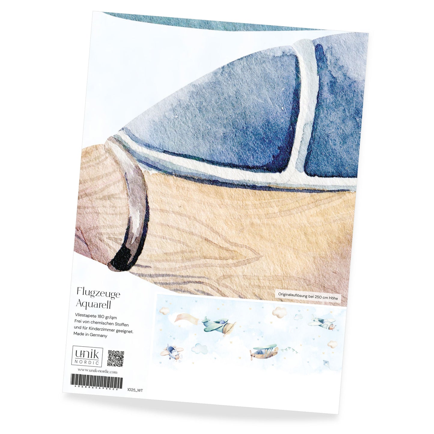 Muster Kindertapete Flugzeuge Aquarell