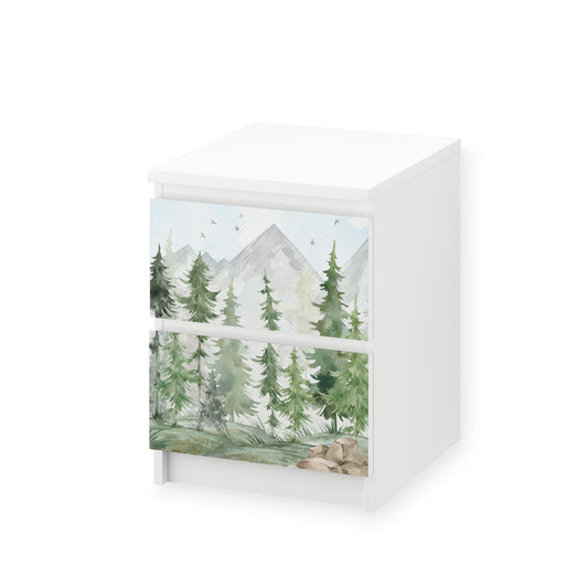 IKEA Malm Möbelfolie Tannenwald Aquarell