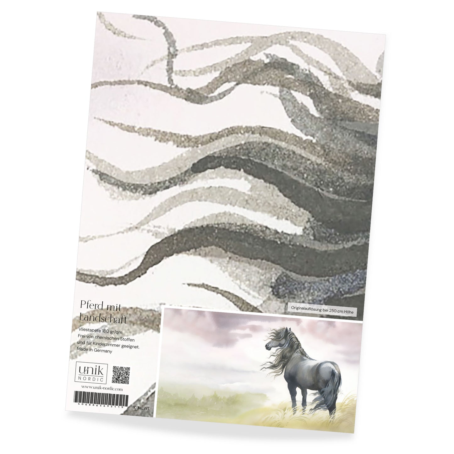 Muster Kindertapete Pferd mit Landschaft