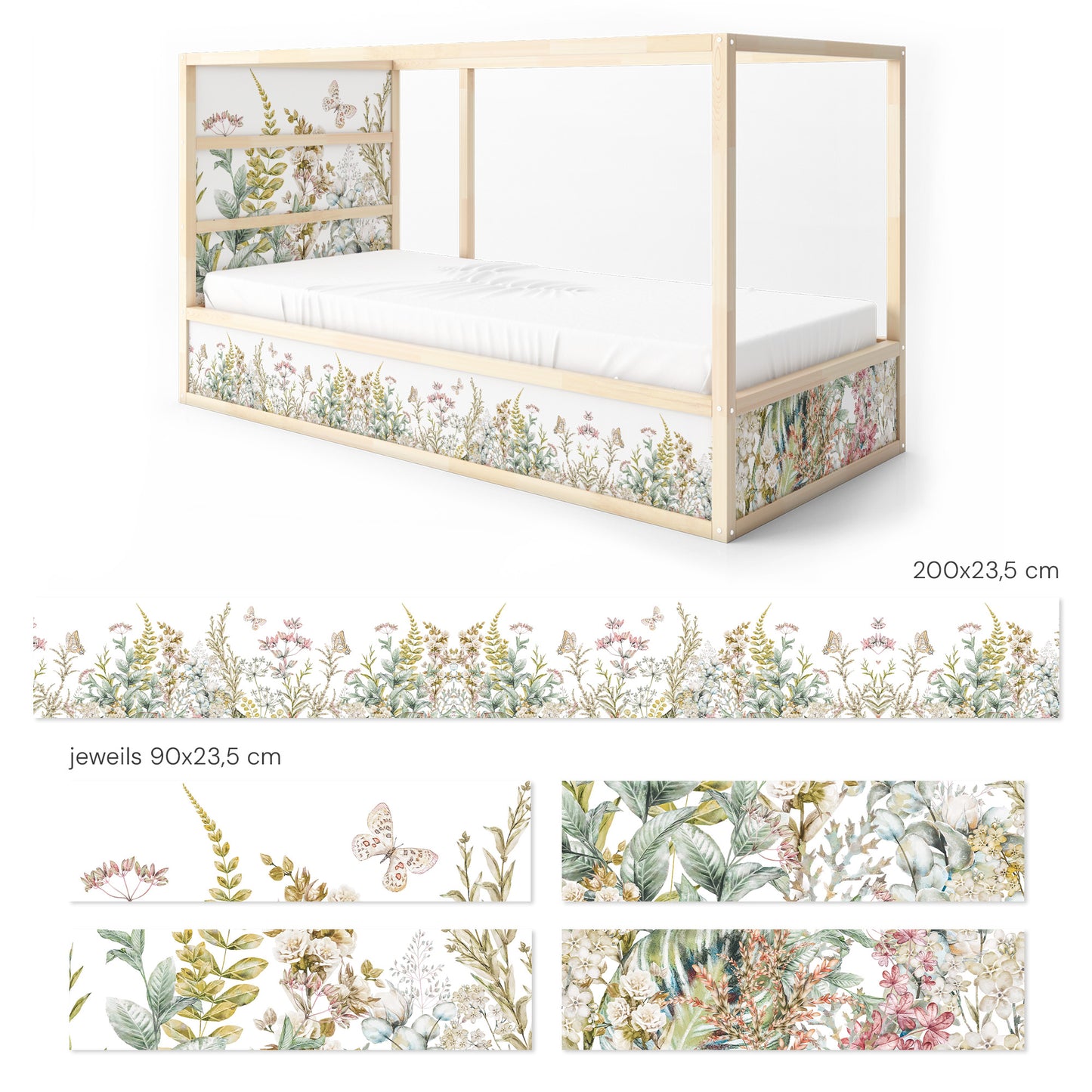 Bettaufkleber Set für IKEA Kura - Frühlingswiese