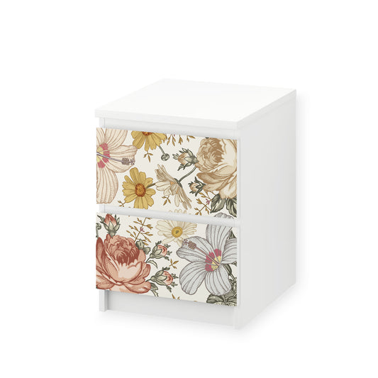 IKEA Malm Möbelfolie Vintage Blumen