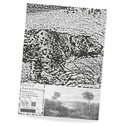 Muster Fototapete Holzschnitt Tropical-Zeichnung