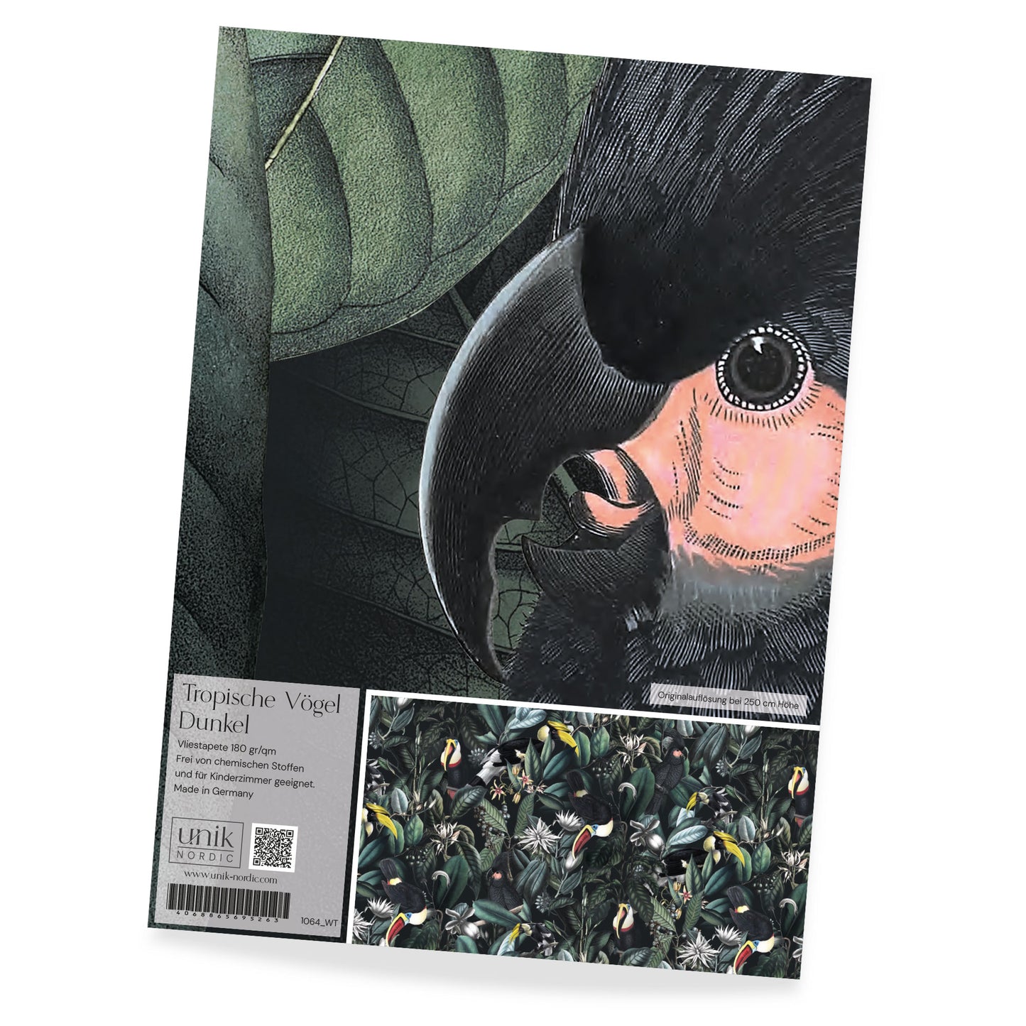 Papier peint photo à motifs d'oiseaux tropicaux sombres