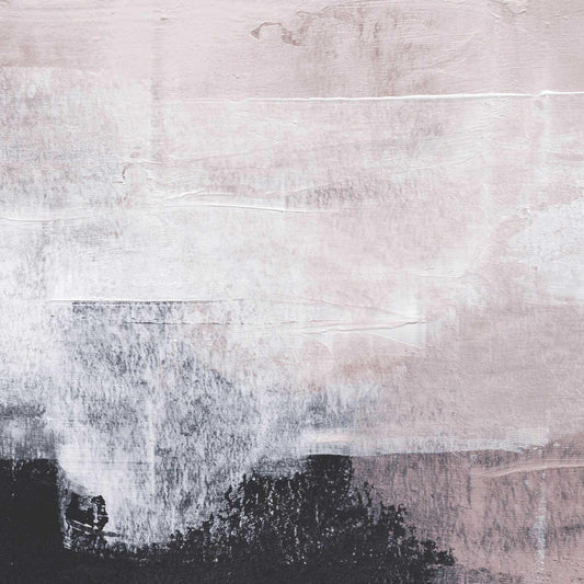 Maßangefertigte Vliestapete mit abstrakter grober Wischtechnik in sanften Pastellfarben im Schlafzimmer.