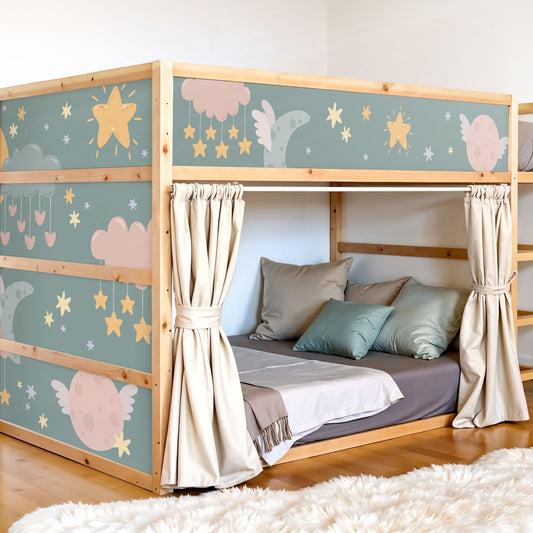 Ensemble d'autocollants de lit IKEA Kura - étoiles de lune