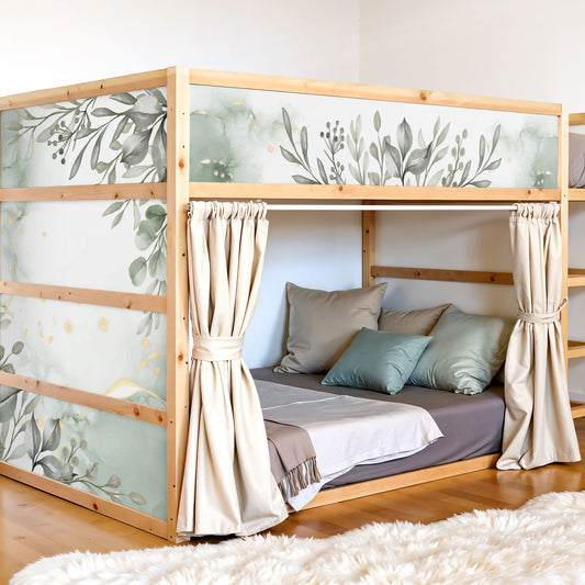 Bettaufkleber Set für IKEA Kura - Eukalyptus Aquarell