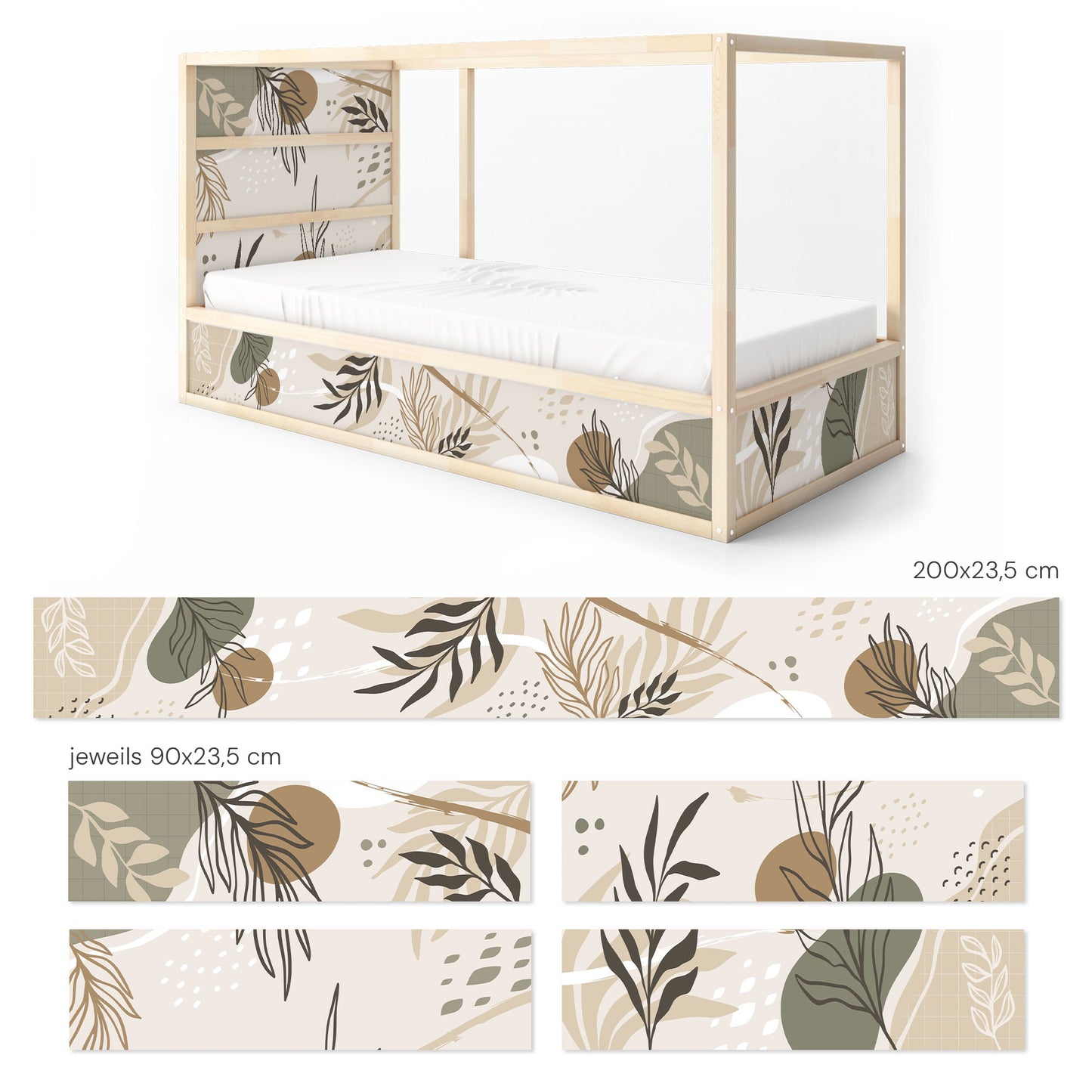 Bettaufkleber Set für IKEA Kura - Beige Formen