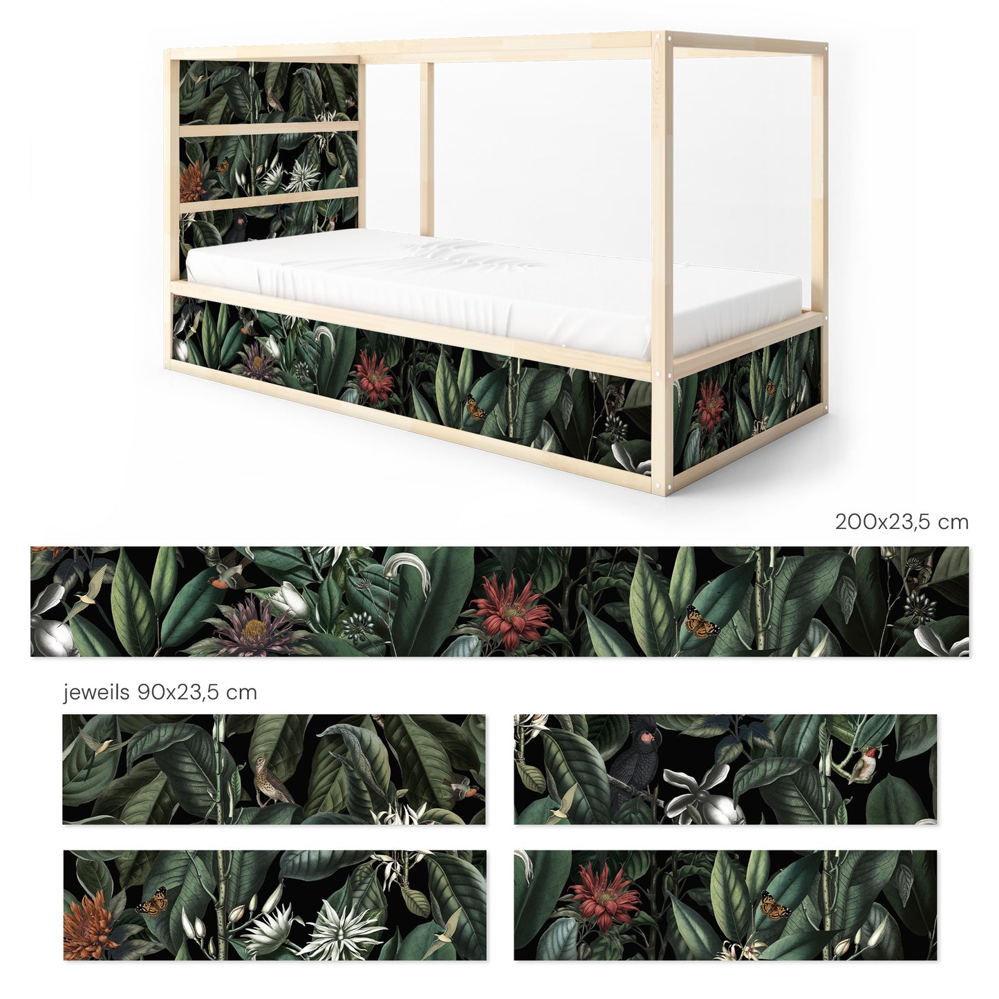 Bettaufkleber Set für IKEA Kura - Botanical Jungle