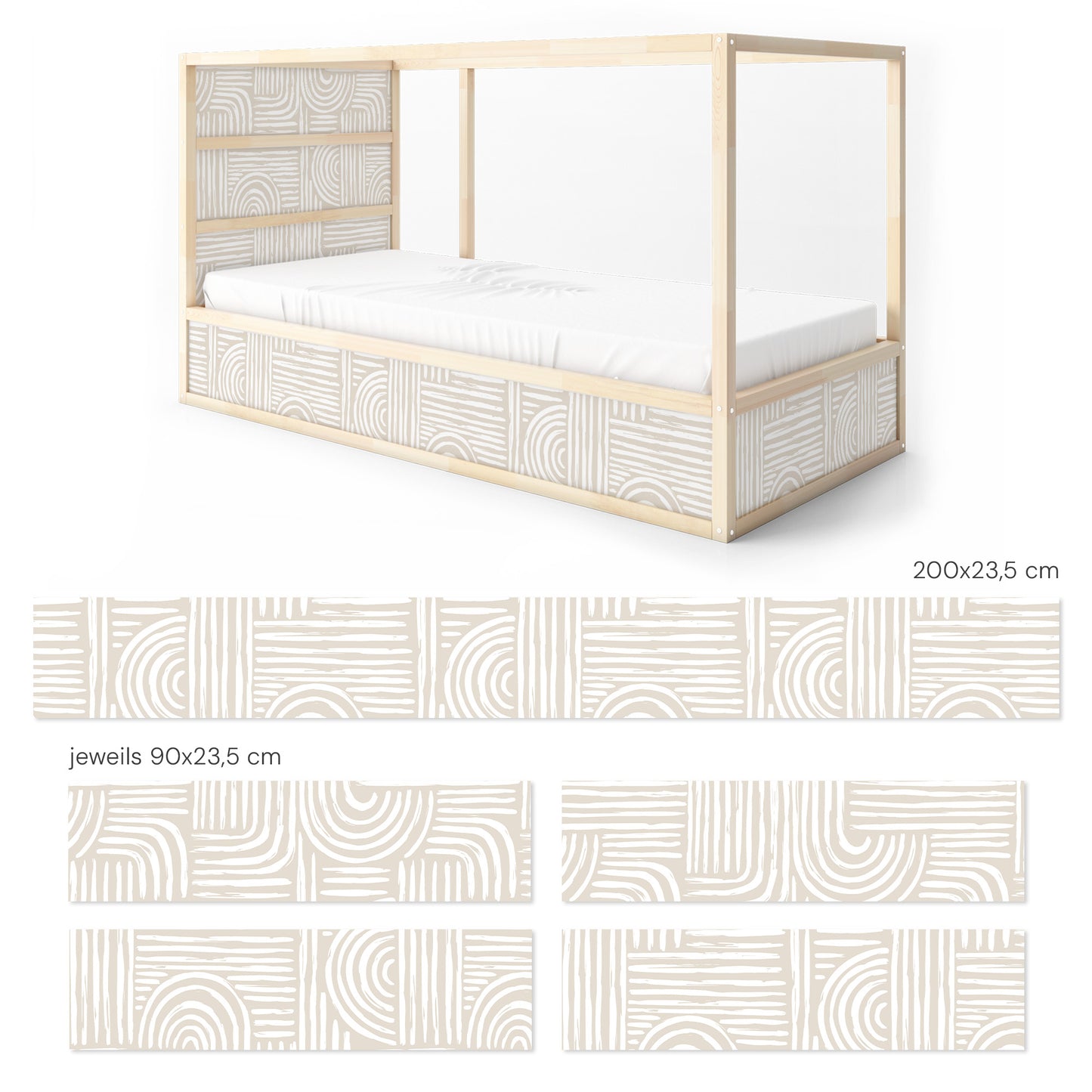 Bettaufkleber Set für IKEA Kura - Bogen Nude