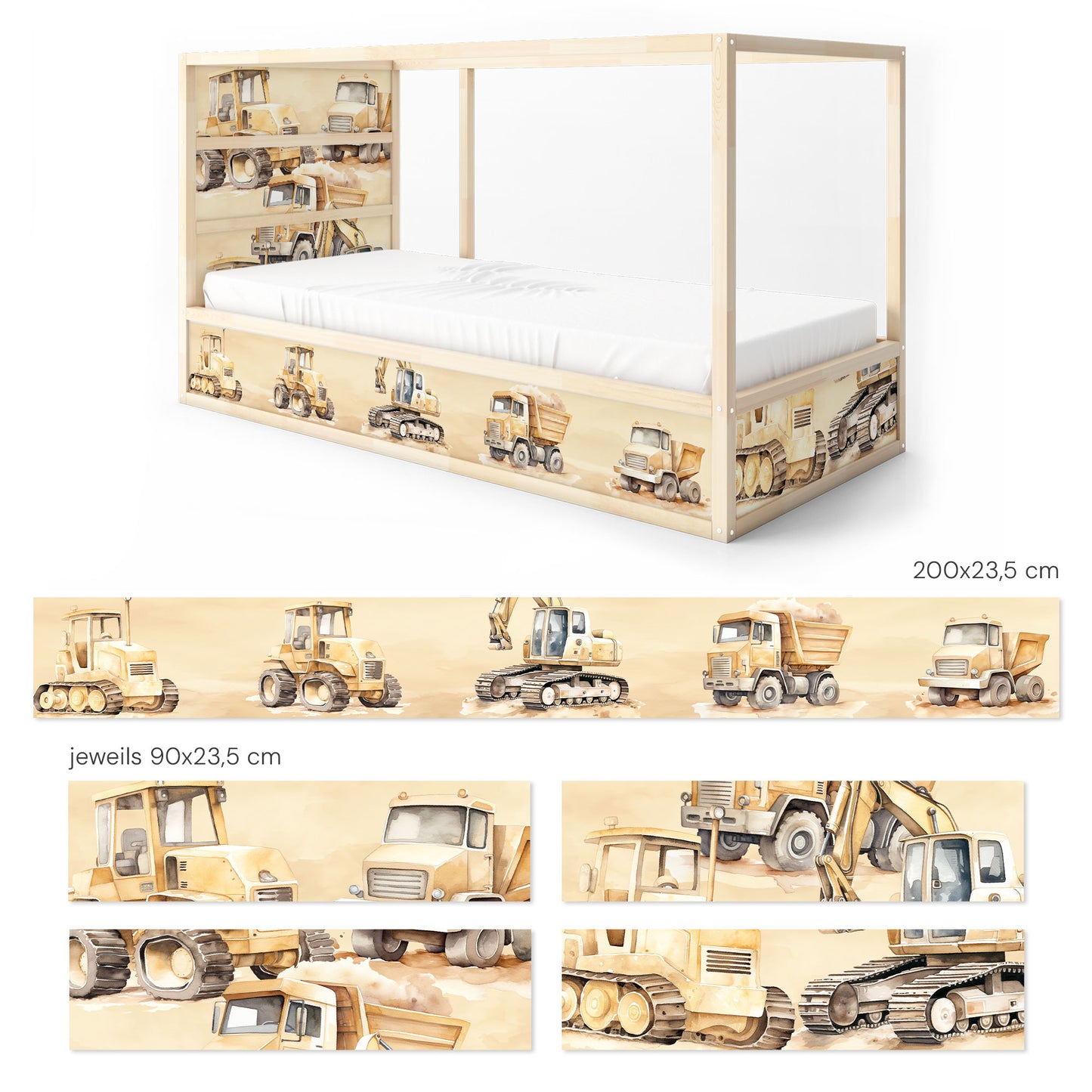 Ensemble d'autocollants de lit IKEA Kura - chantier de construction