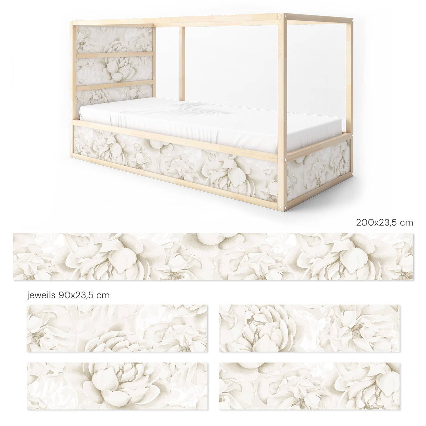 Bettaufkleber Set für IKEA Kura - Blush Flowers