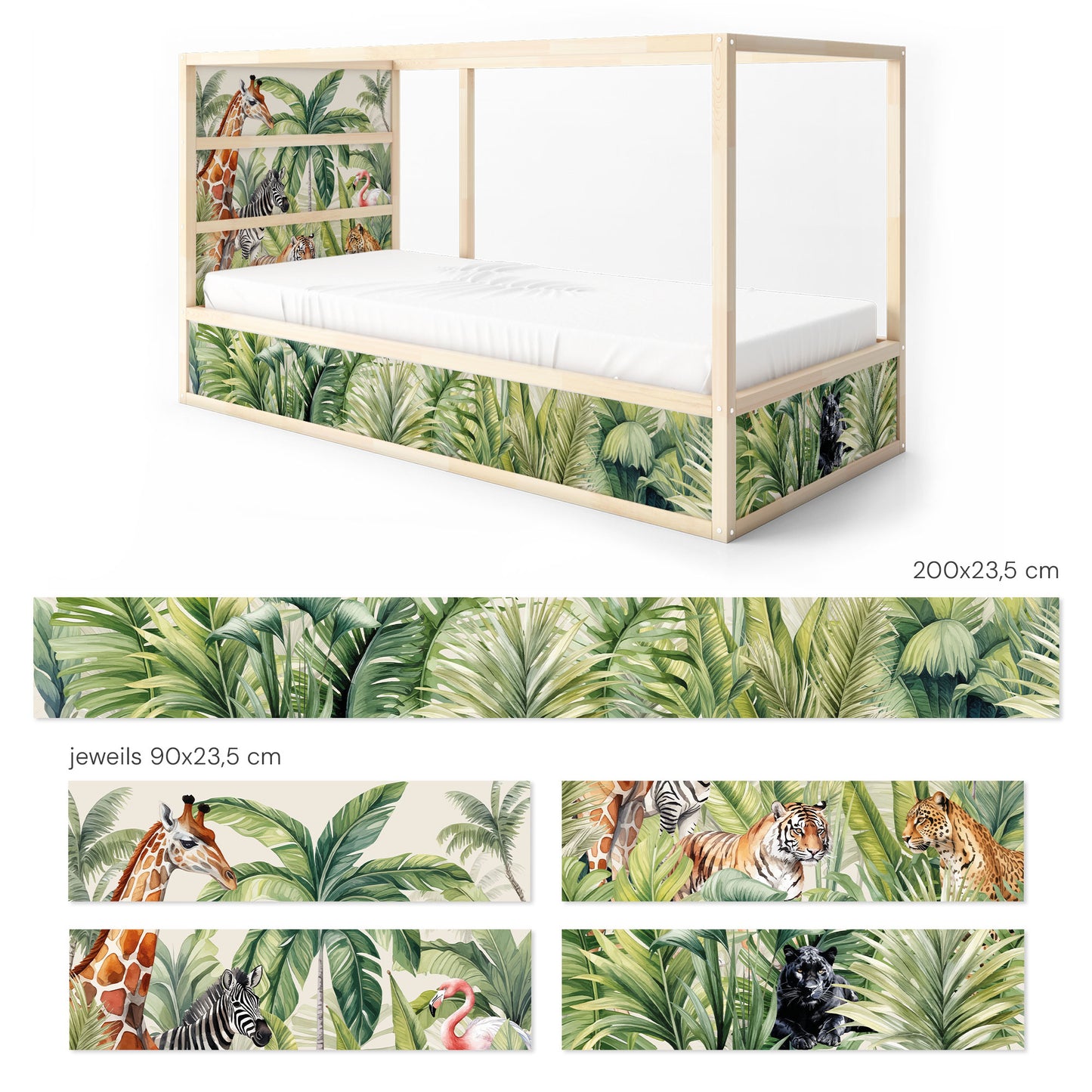 Bettaufkleber Set für IKEA Kura - Dschungeltiere
