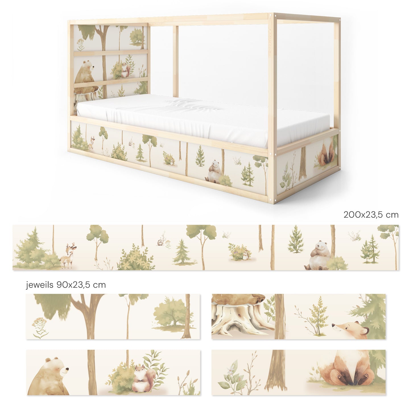 Bettaufkleber Set für IKEA Kura - Waldfreunde