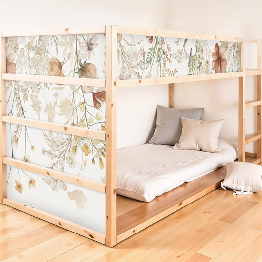 Bettaufkleber Set für IKEA Kura - Vintage Flower Border