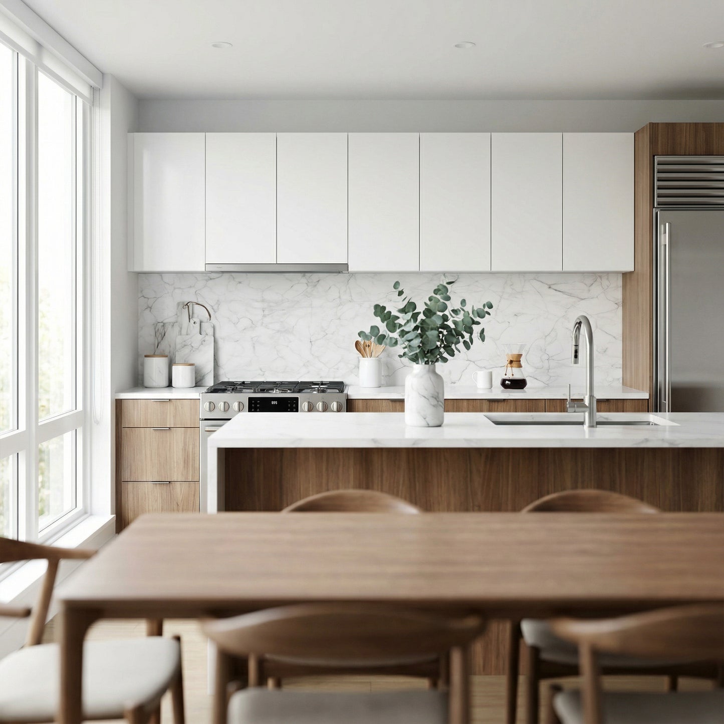 Feuille de cuisine en marbre blanc