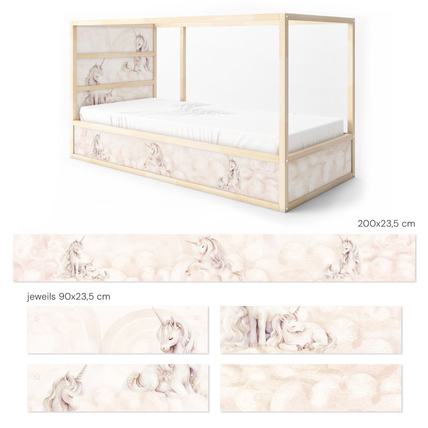 Bettaufkleber Set für IKEA Kura - Traumhafte Einhornwelt