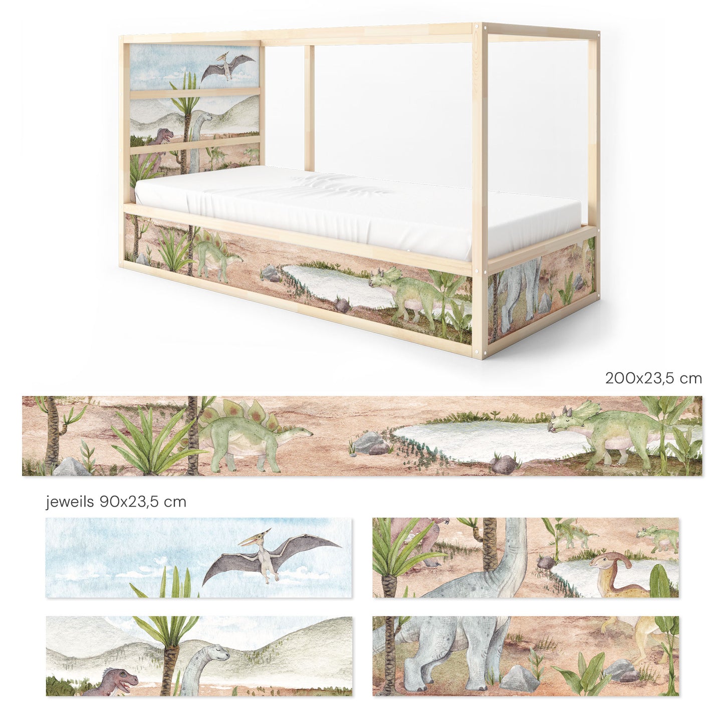 IKEA Kura bed sticker set - Dinos watercolor