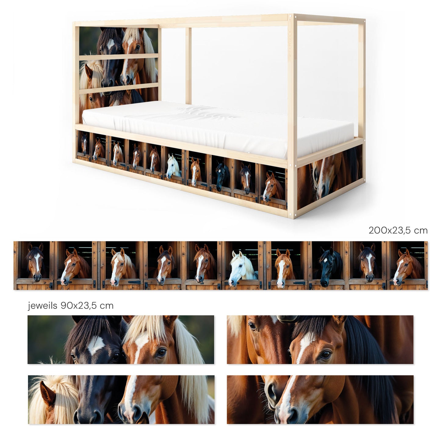 Ensemble d'autocollants pour lit IKEA Kura - Écurie