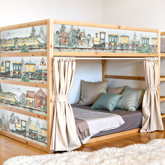 Bettaufkleber Set für IKEA Kura - Aquarell Loks