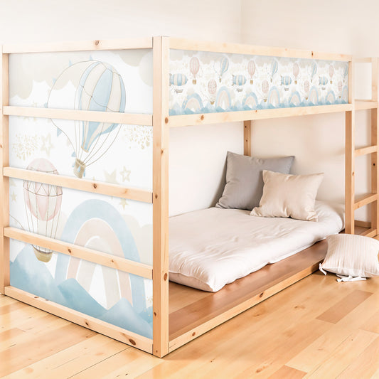 Bettaufkleber Set für IKEA Kura - Pastell Luftfahrt