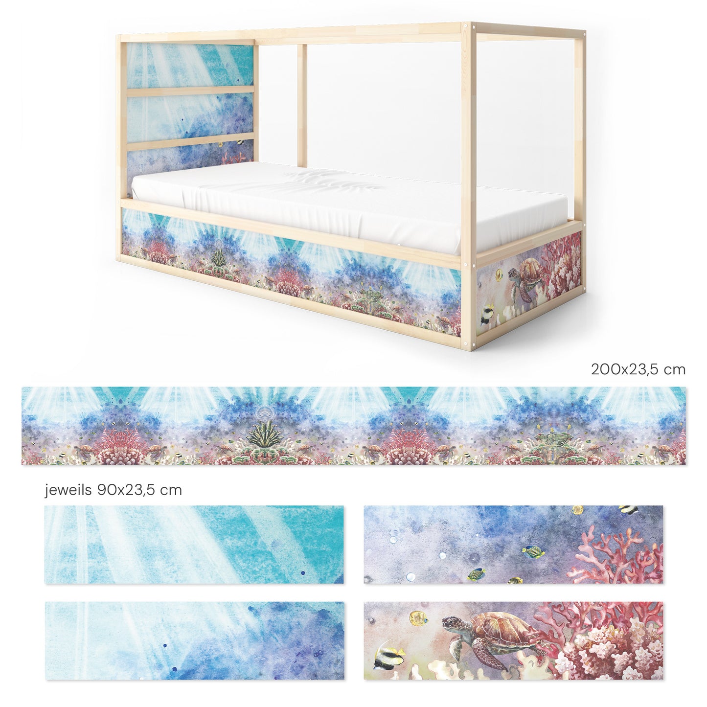 Bettaufkleber Set für IKEA Kura - Unterwasser Malerei