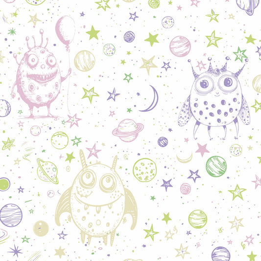 Kindertapete Doodle Weltraum