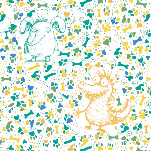 Kindertapete Doodle Tiere