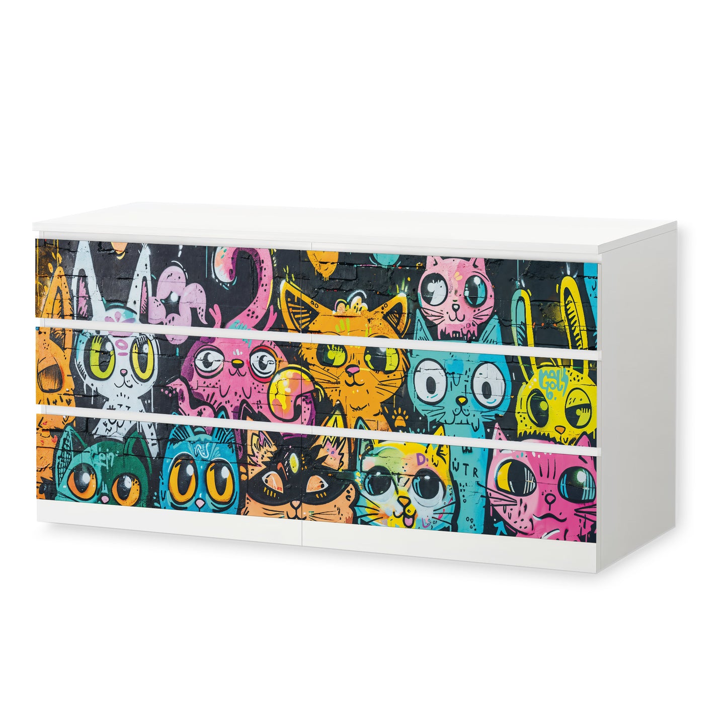 IKEA Malm Möbelfolie Graffiti Katzen