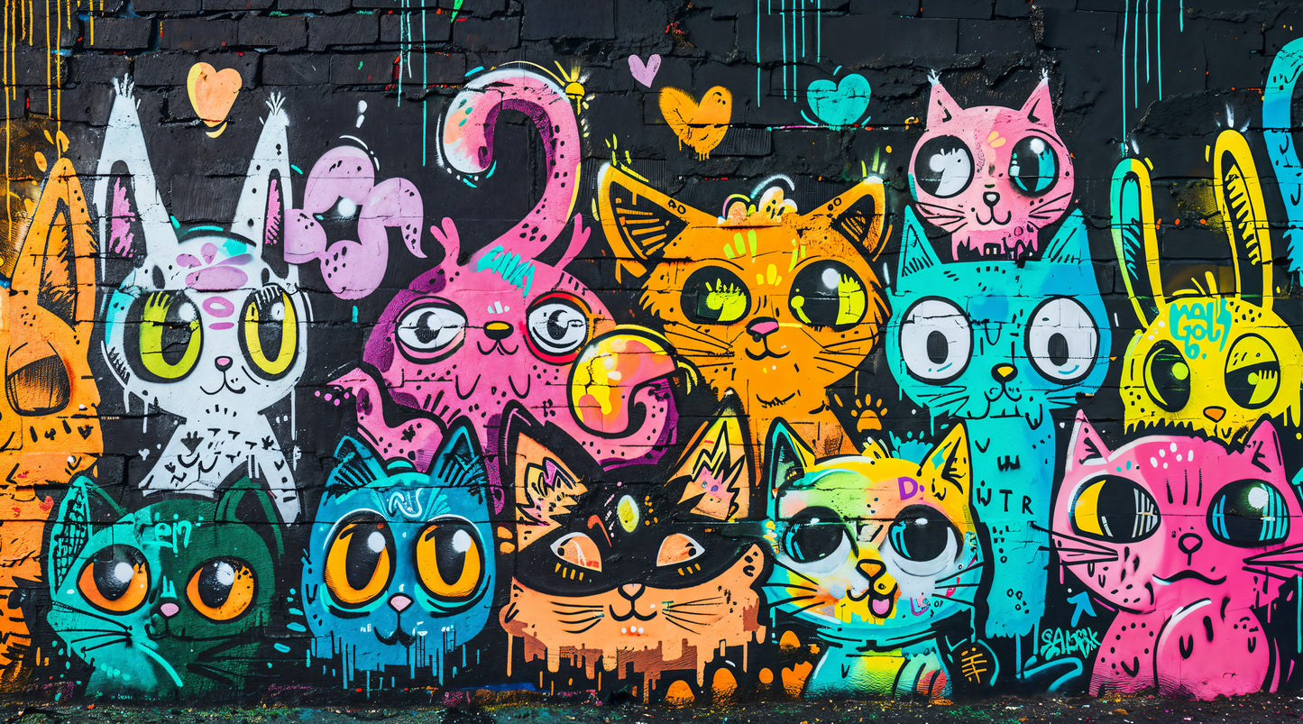 Designtapete Graffiti Katzen
