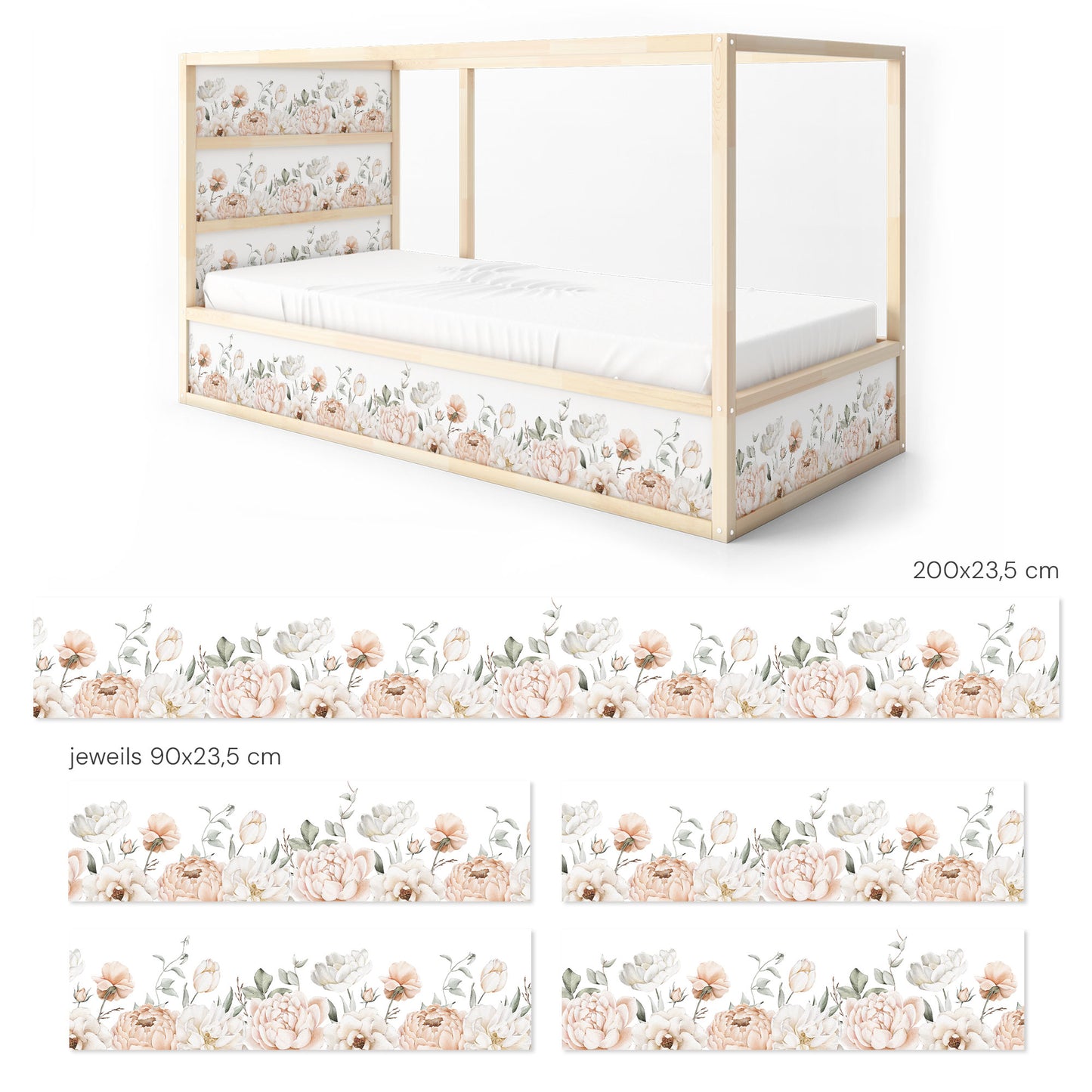 IKEA Kura bed sticker set - Blush Bloom