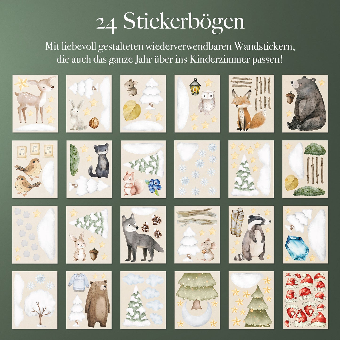 Magischer Adventskalender: 24 Geschichten & Sticker für Kinder