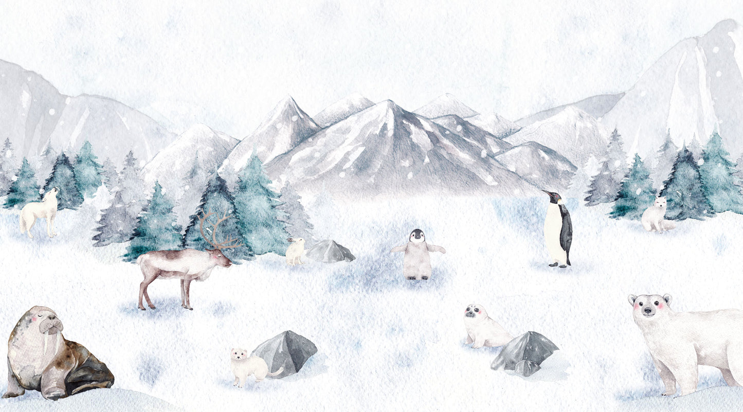 Kindertapete Arktis Tiere
