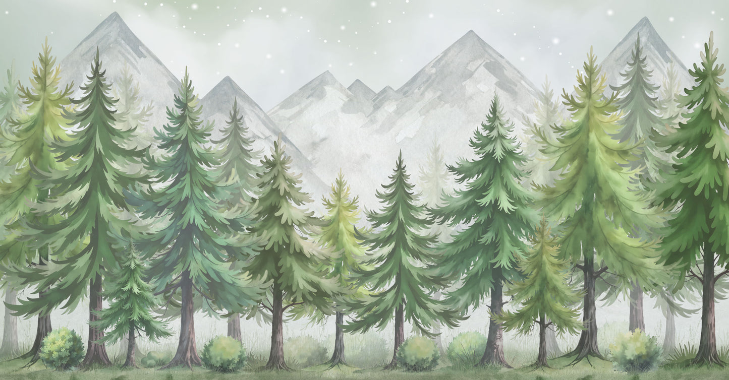 Kindertapete Nächtlicher Tannenwald