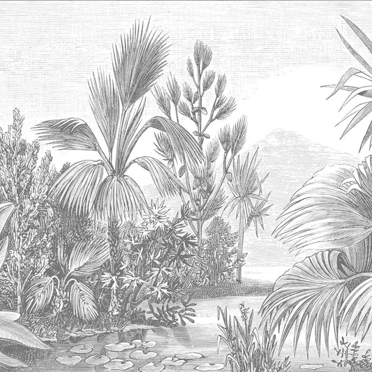 Fototapete Vliestapete Designtapete Motivtapete Bleistift Zeichnung Palmen Gräser