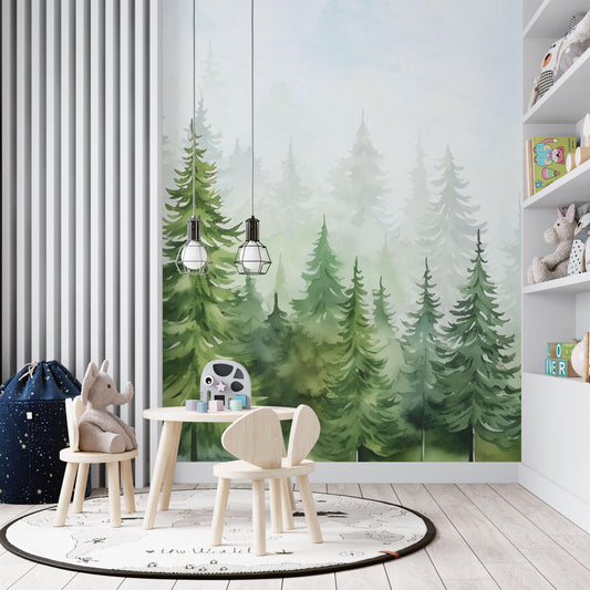 Children's wallpaper fir forest
