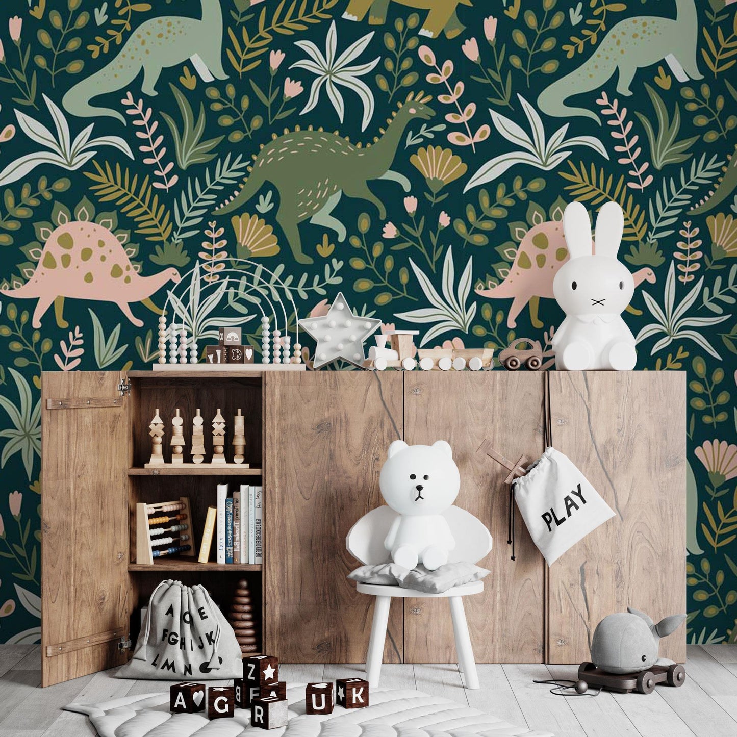 Kindertapete Dinos Muster