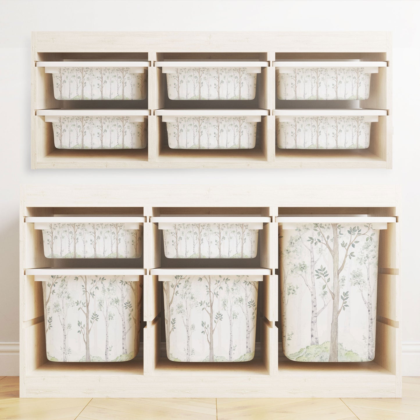 Möbelfolie für IKEA Trofast - Birkenwald Aquarell