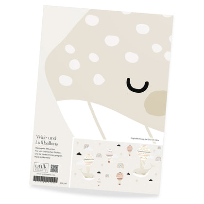 Motif de papier peint pour enfants baleines et ballons