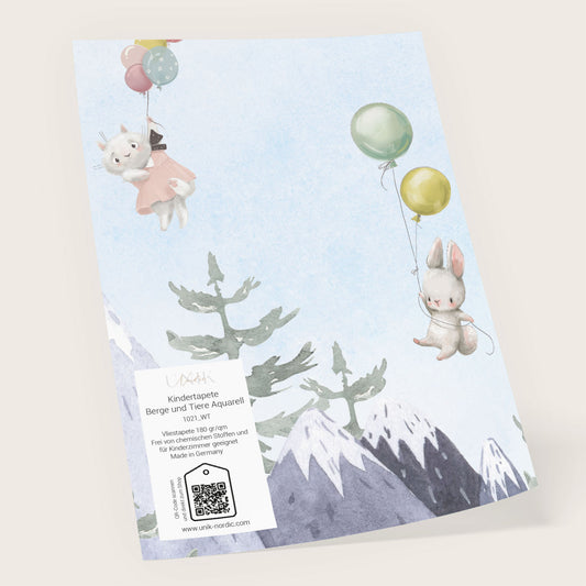 Sample Children's Wallpaper Mountains And Animals Watercolor