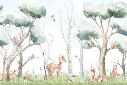 Children's Wallpaper Forest Animals Landscape