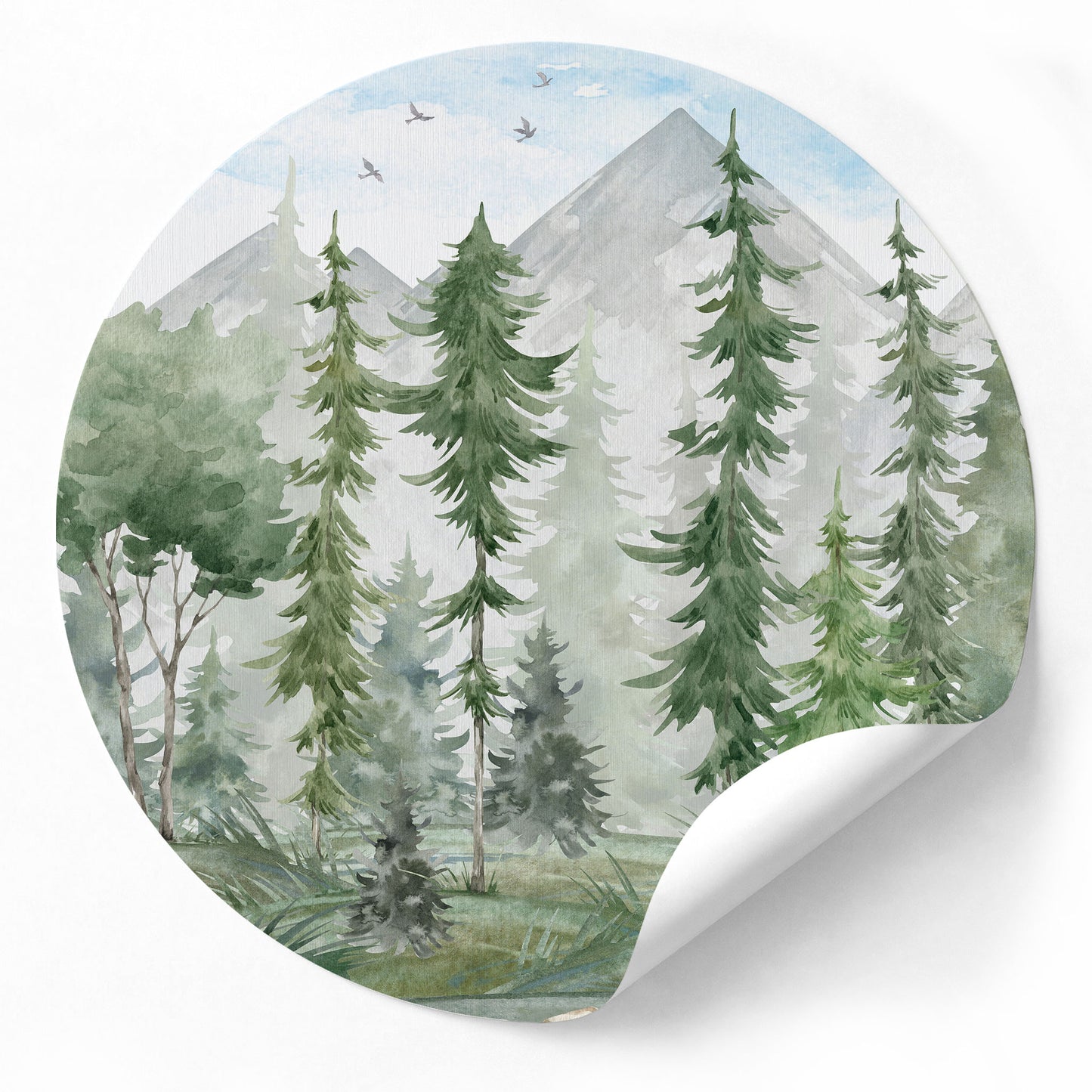 Tapetenkreis Tannenwald Aquarell