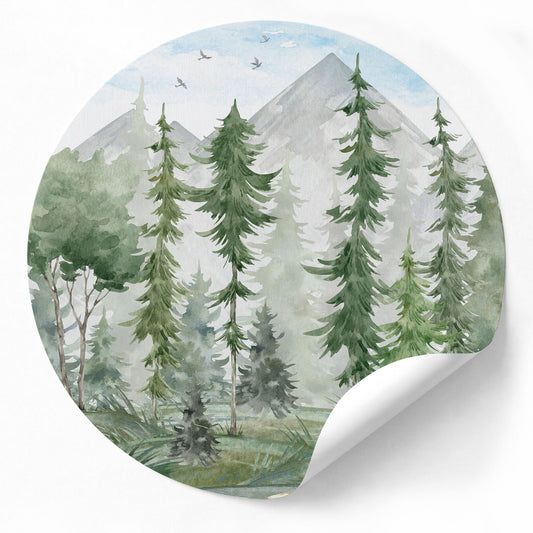 Tapetenkreis Tannenwald Aquarell